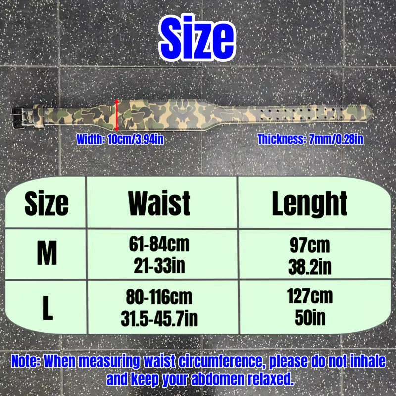 Adjustable Camo Weightlifting Belt Competition Powerlifting Belt with Waist Pad Professional Gym Fitness Belt for Squat Deadlift