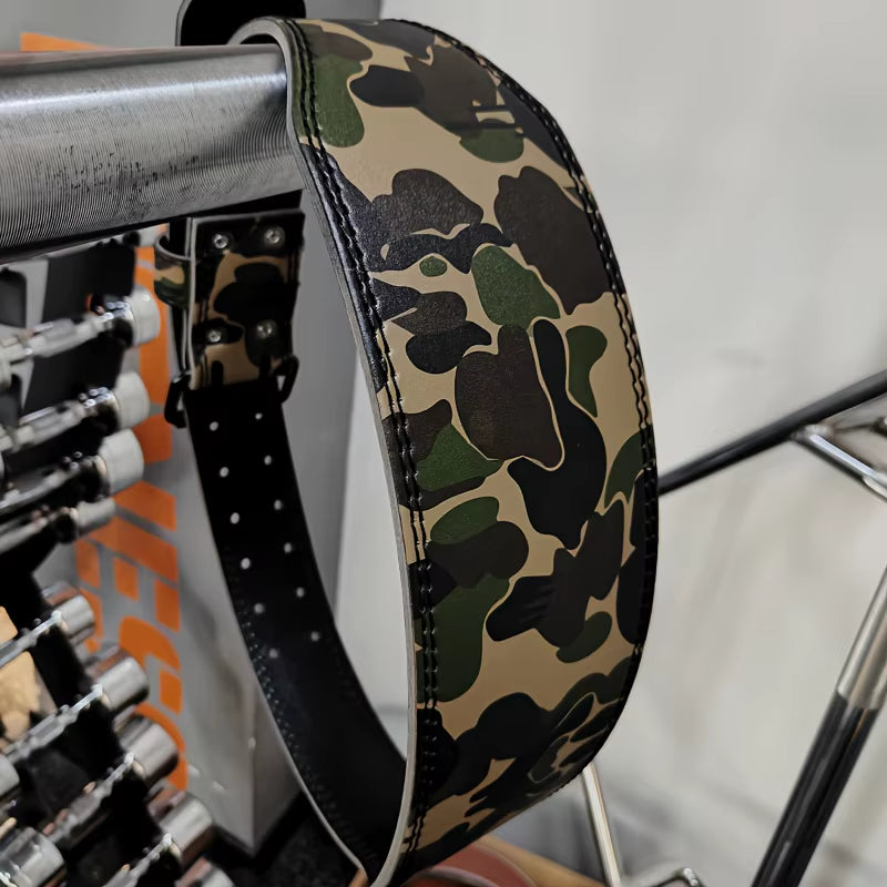 Adjustable Camo Weightlifting Belt Competition Powerlifting Belt with Waist Pad Professional Gym Fitness Belt for Squat Deadlift
