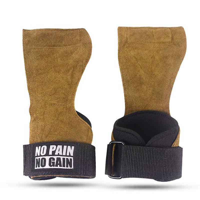 Cowhide Gym Gloves Grips Anti-Skid Weight Power Belt Lifting Pads Deadlift Belt Workout Crossfit Fitness Gloves Palm Protection
