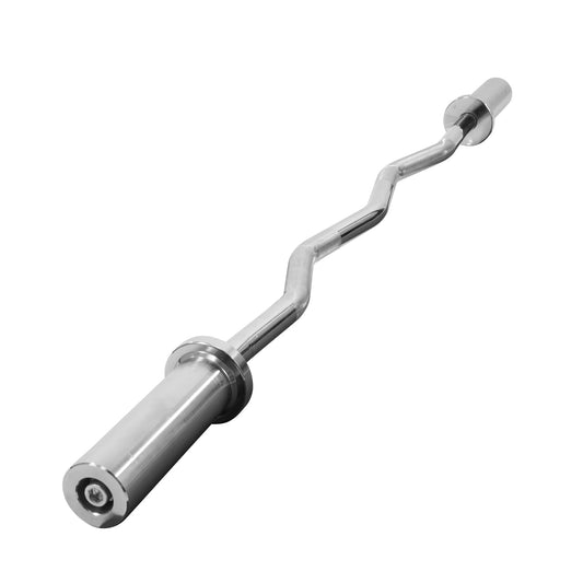 48-Inch Olympic Super Curl Barbell， EZ Curl Bar，350Lb Capacity, Non-Slip Design, for Bicep & Arm Workouts，Home Gym , Black/Silver