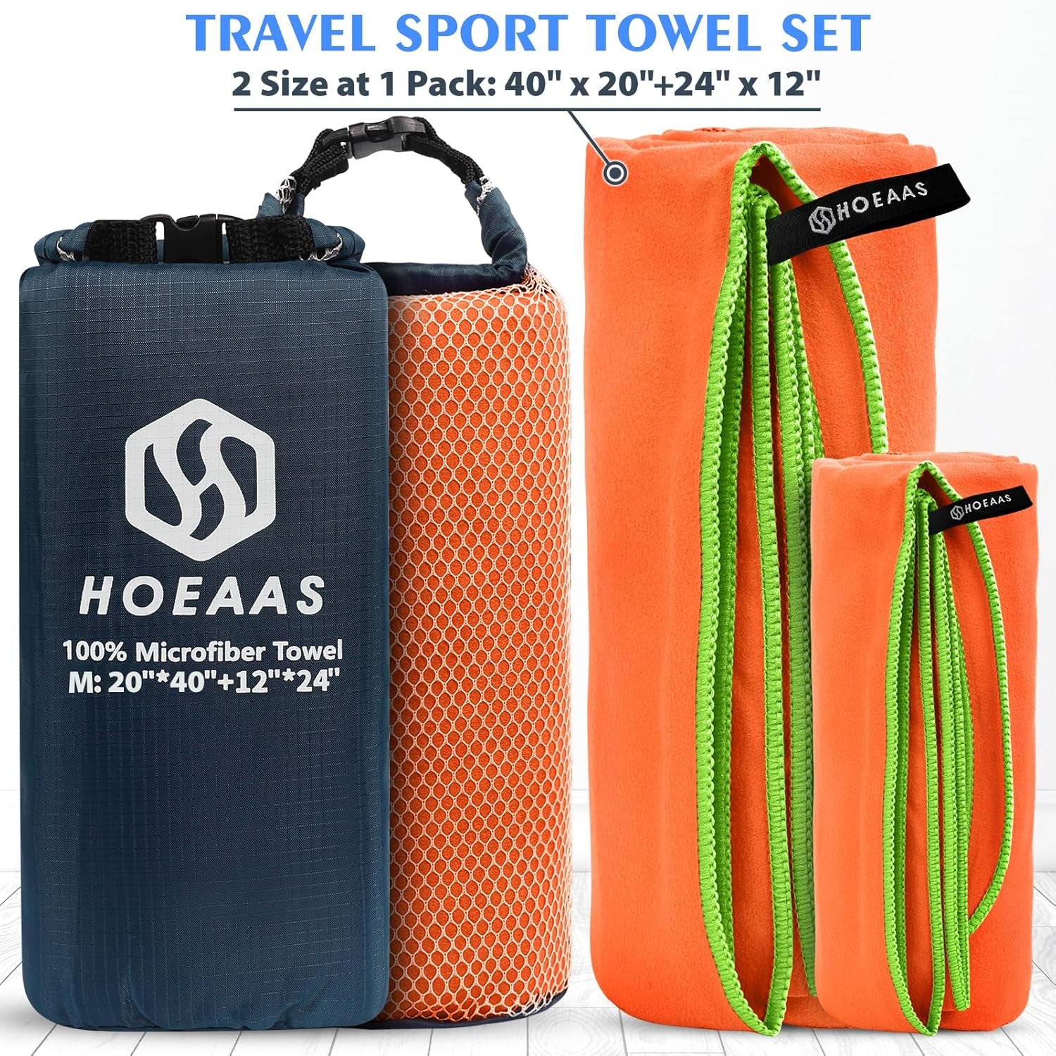 2 Pack Microfiber Camping Towels, Quick Dry Towel, Super Absorbent Ultra Compact Travel Towel Soft Lightweight Sports Towel for Sweat Fast Drying Towels for Pool,Gym,Hiking,Backpacking,Fitness