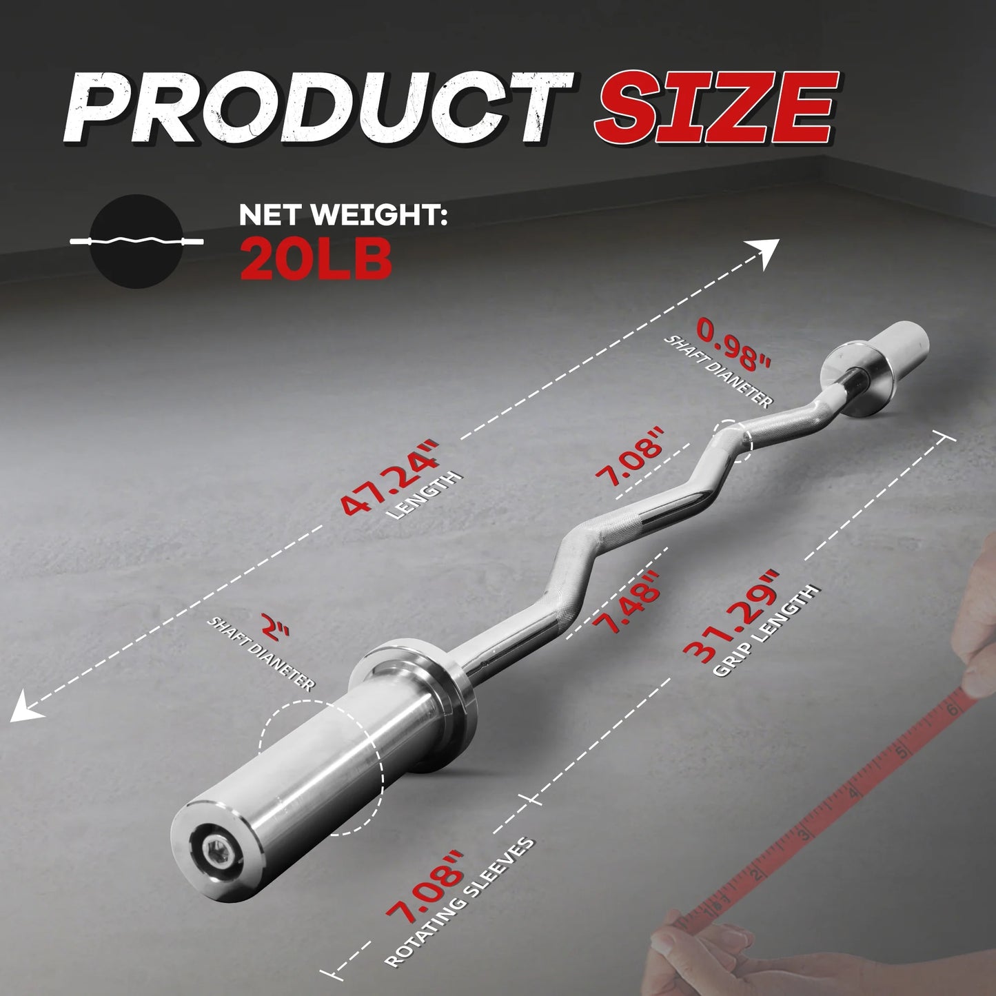 48-Inch Olympic Super Curl Barbell， EZ Curl Bar，350Lb Capacity, Non-Slip Design, for Bicep & Arm Workouts，Home Gym , Black/Silver